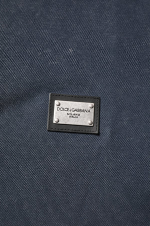 Dolce & Gabbana Dark Blue Logo Plaque Cotton Men Polo Shirt T-shirt
