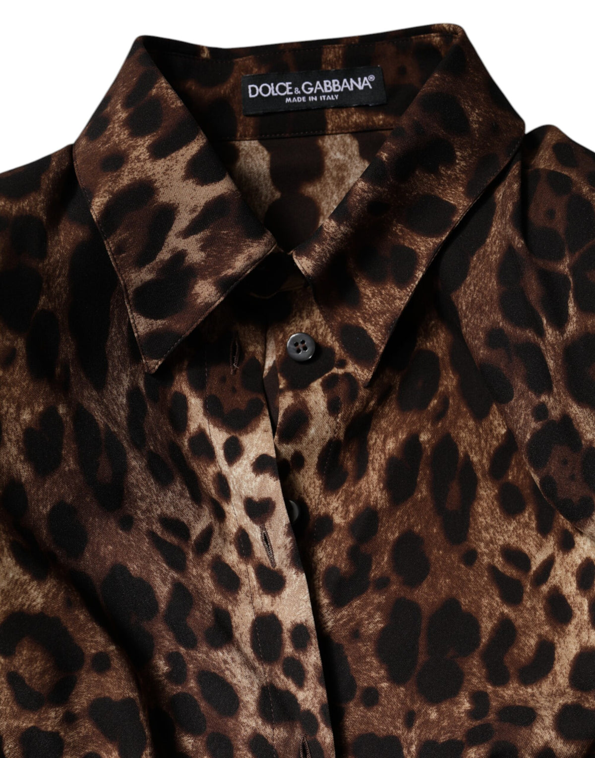 Dolce & Gabbana Brown Leopard Silk Button Down Coat Jacket