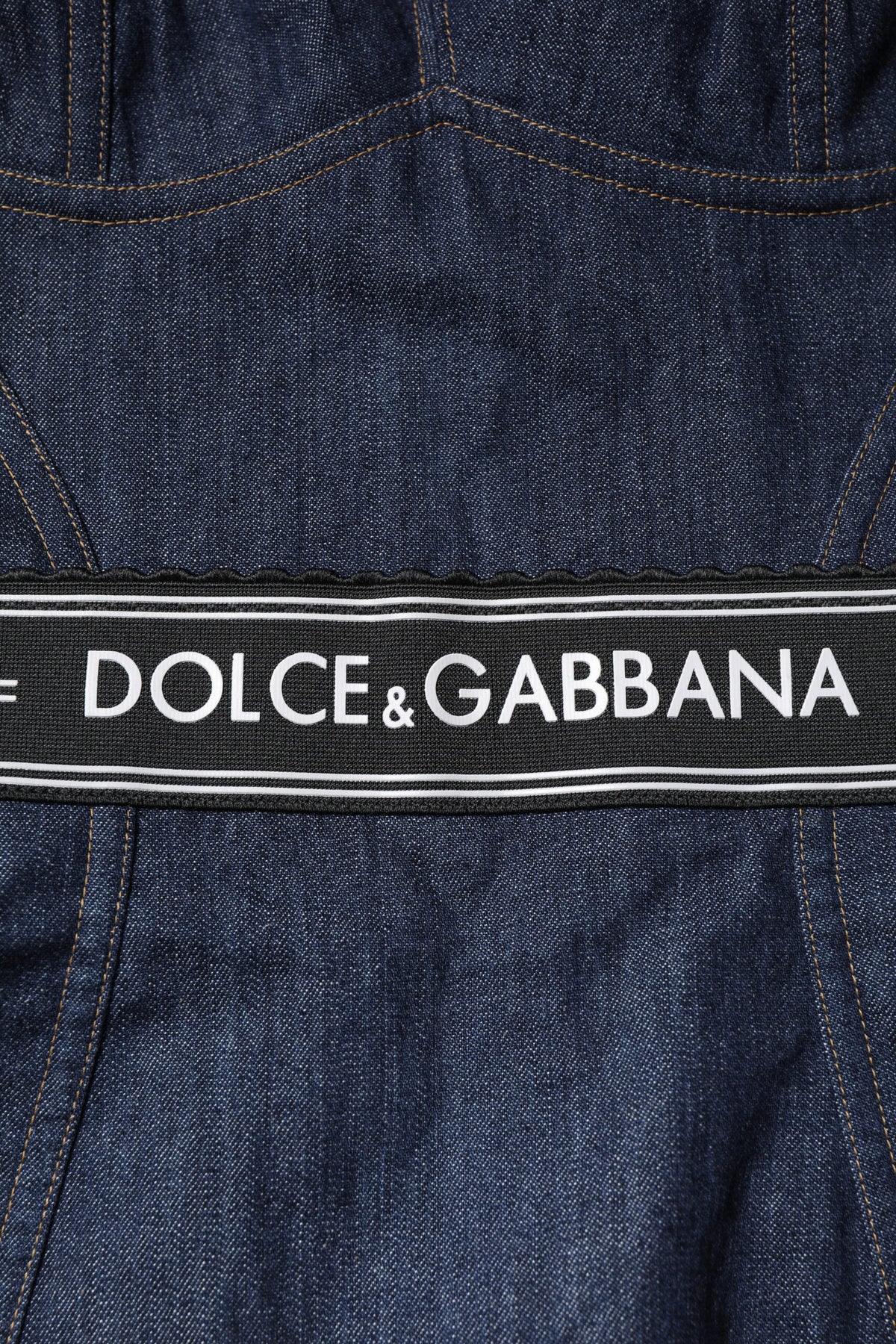 Dolce & Gabbana Blue Cotton Stretch Sleeveless Bodycon Denim Bodysuit
