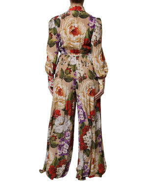 Dolce & Gabbana Multicolor Floral Wide Leg Jumpsuit Dress