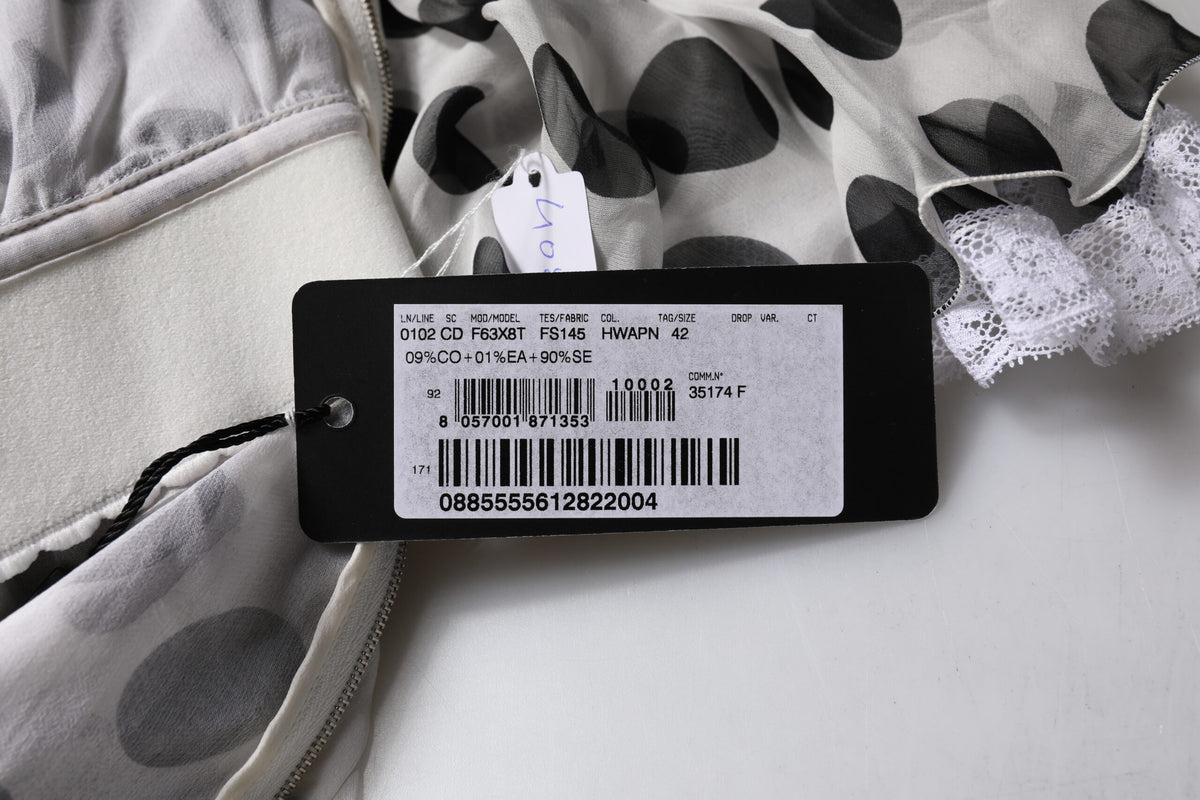 Dolce & Gabbana White Polka Dotted Silk Blend A-line Dress