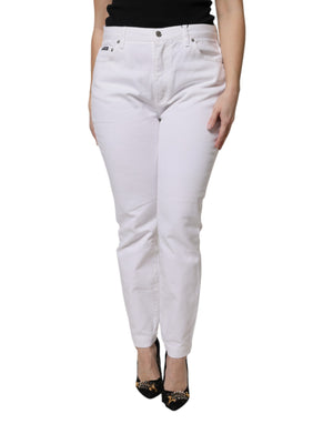 Dolce & Gabbana White Cotton Mid Waist Skinny Denim Jeans