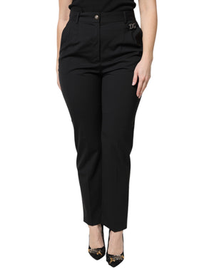 Dolce & Gabbana Black Polyester High Waist Dress Pants