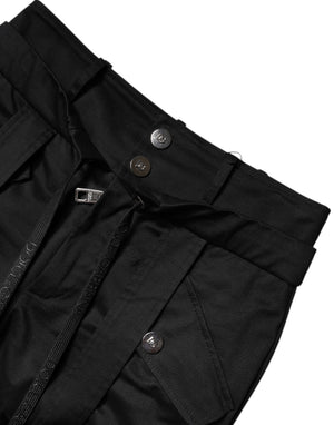 Dolce & Gabbana Black Cotton High Waist Cargo Pants