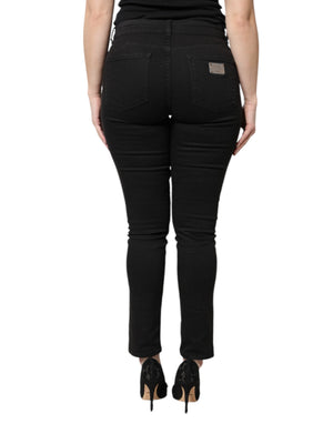 Dolce & Gabbana Black Cotton High Waist Skinny Denim Jeans