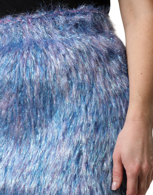 Dolce & Gabbana Multicolor Plush High Waist Mini Skirt