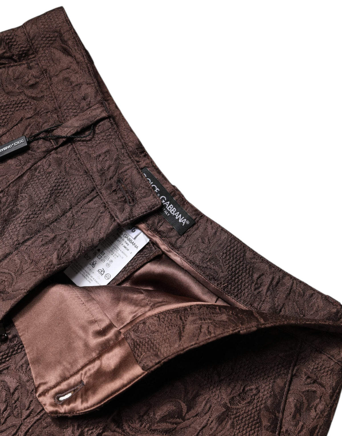 Dolce & Gabbana Brown Floral Brocade Mid Waist Mini Short