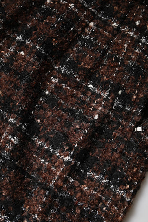 Dolce & Gabbana Multicolor High Waist Tartan Tweed Pencil Cut Skirt