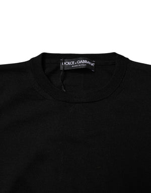 Dolce & Gabbana Black Wool Knit Crew Neck Pullover Sweater