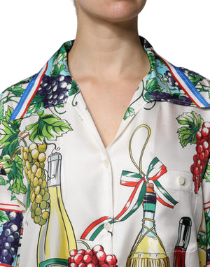Dolce & Gabbana Multicolor Short Sleeve Silk Food Shirt Top