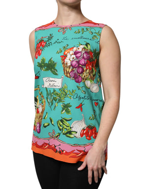 Dolce & Gabbana Multicolor Floral Silk Sleeveless Tank Top