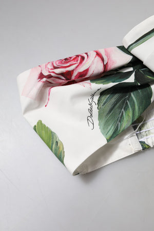 Dolce & Gabbana White Floral Print Cropped Bustier Corset Top