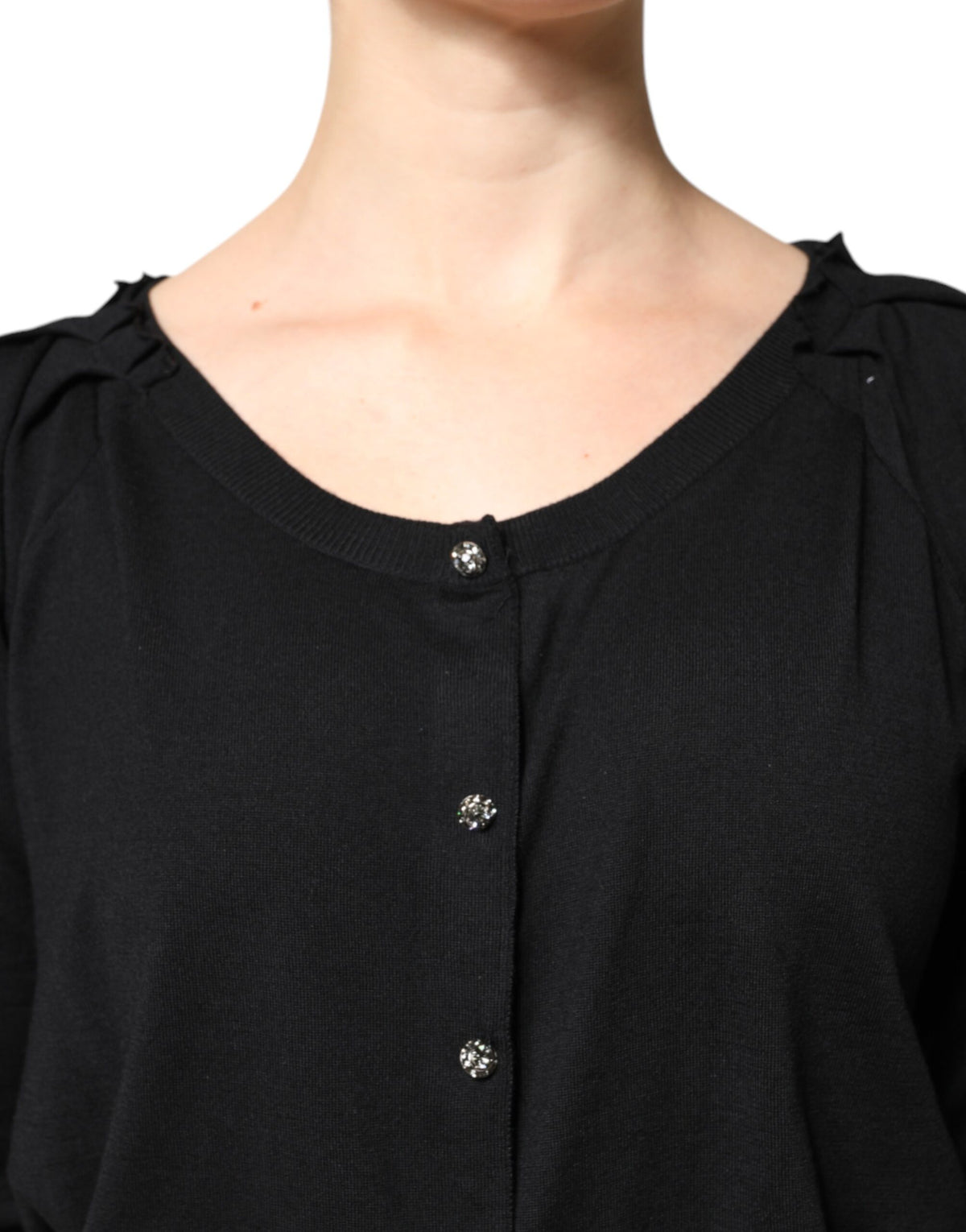 Dolce & Gabbana Black Button Down Short Sleeve Blouse Top