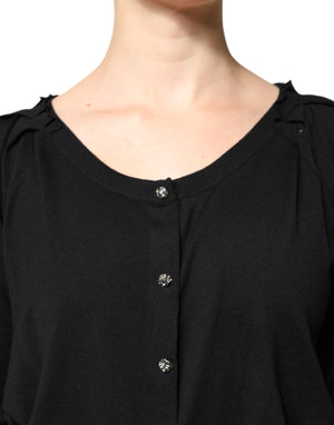 Dolce & Gabbana Black Button Down Short Sleeve Blouse Top