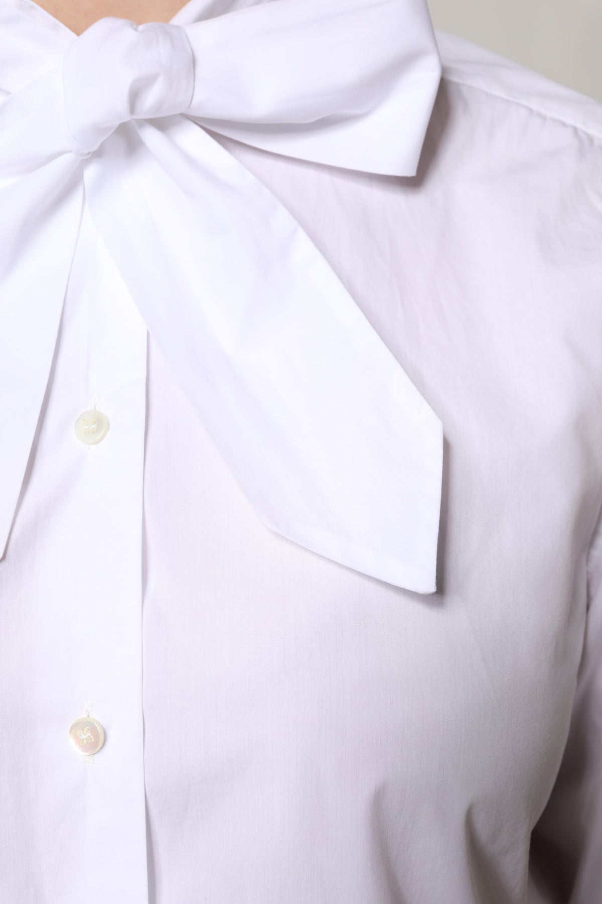 Dolce & Gabbana White Ascot Collar Long Sleeve Blouse Top