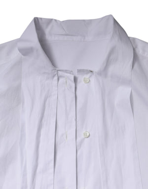 Dolce & Gabbana White Ascot Collar Long Sleeve Blouse Top