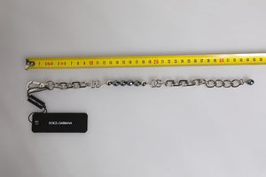 Dolce & Gabbana Silver Tone Chain Lobster Clasp Logo Gray Pearls Bracelet