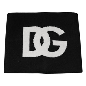 Dolce & Gabbana Black Cashmere DG Logo Square Handkerchief Scarf