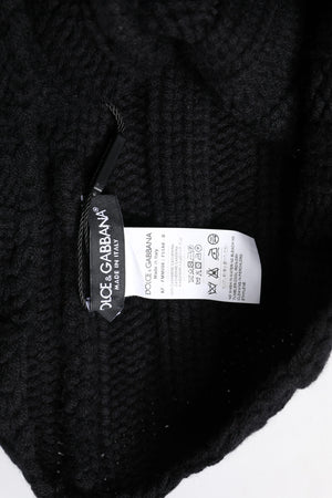 Dolce & Gabbana Black Cashmere Knitted Neck Warmer Foulard Scarf