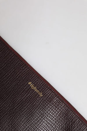 Dolce & Gabbana Brown Leather #DGFAMILY Embellished Men Clutch Pouch Bag