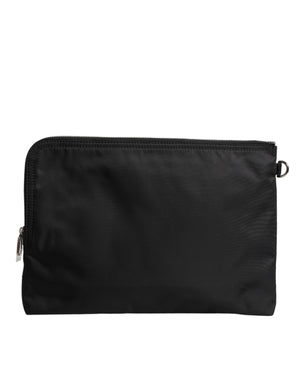 Dolce & Gabbana Black DG Milano Print Nylon Pouch Clutch Bag