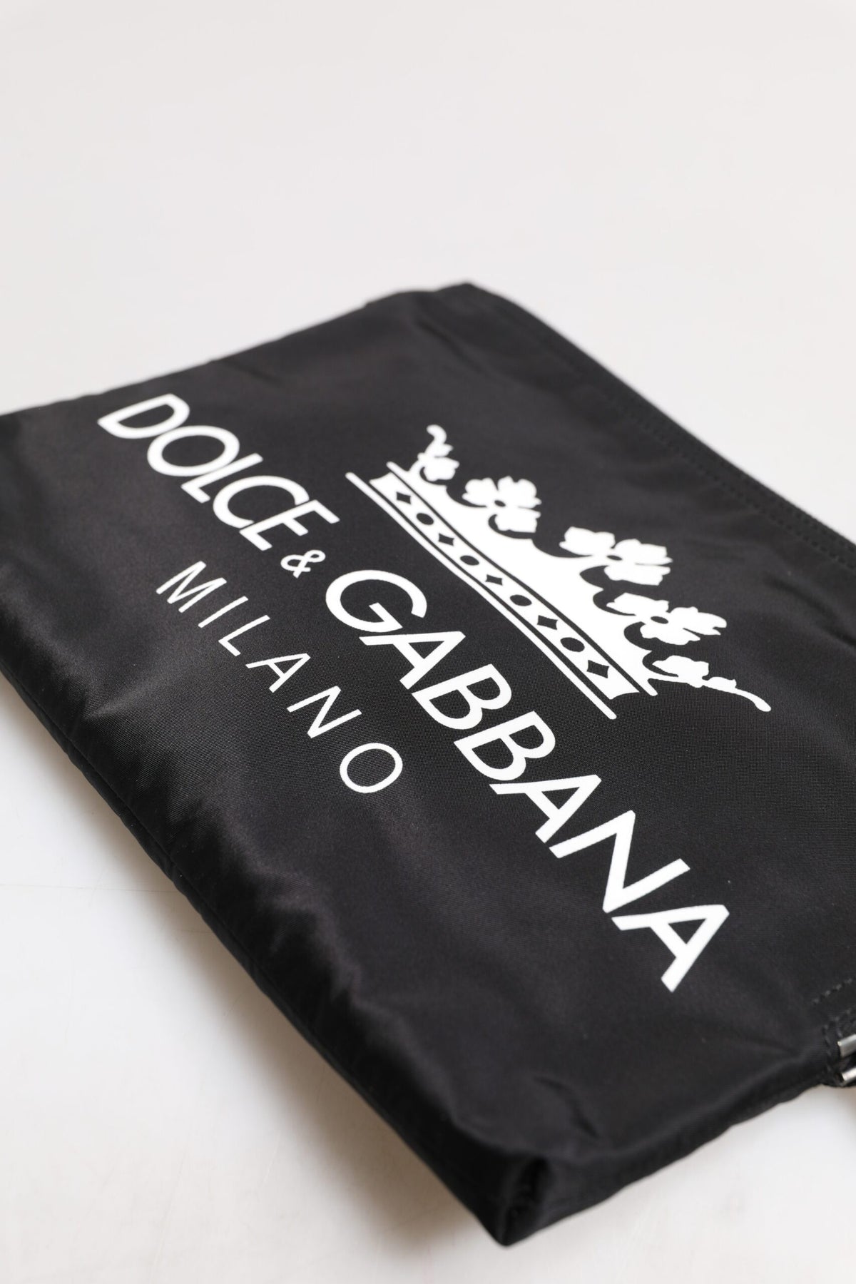 Dolce & Gabbana Black DG Milano Print Nylon Pouch Clutch Bag
