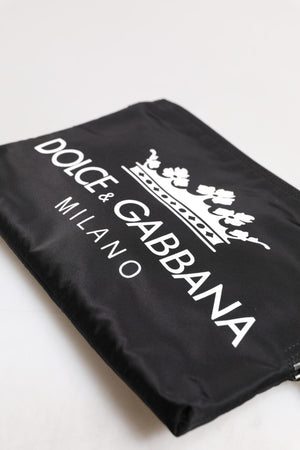 Dolce & Gabbana Black DG Milano Print Nylon Pouch Clutch Bag