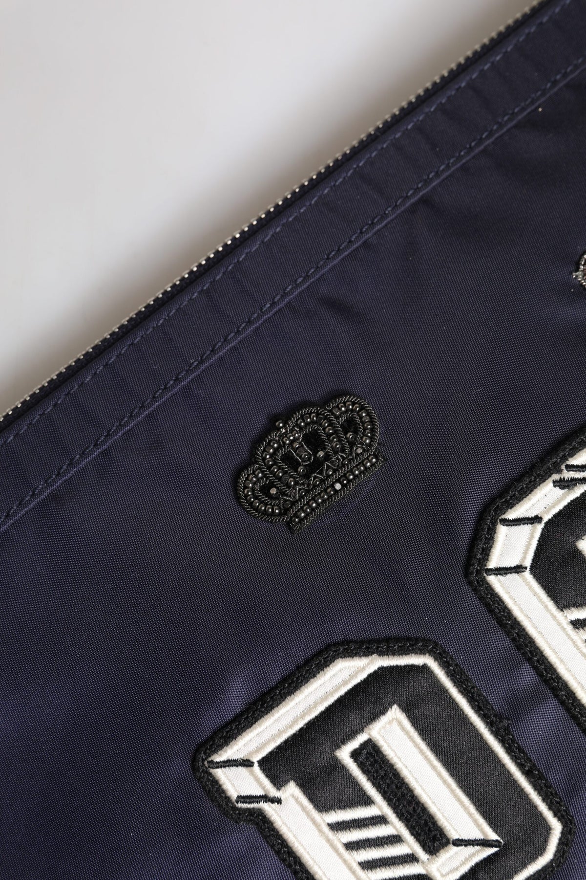 Dolce & Gabbana Blue DG Logo Patch Embellished Pouch Clutch Bag