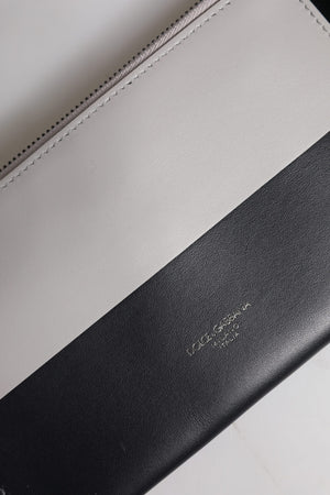 Dolce & Gabbana Black White Leather Logo Embossed Crossbody Bag