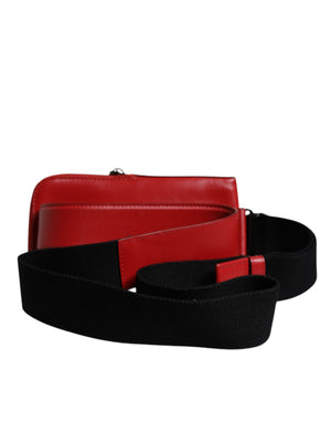 Dolce & Gabbana Red Calfskin Logo Purse Phone Belt Waist Bag