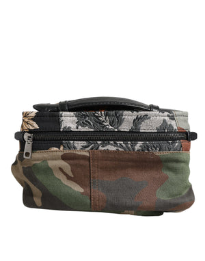 Dolce & Gabbana Multicolor Camouflage Patchwork Logo Waist Fanny Pack Bag