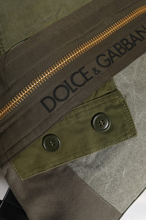 Dolce & Gabbana Military Green Patchwork Rucksack Backpack Bag