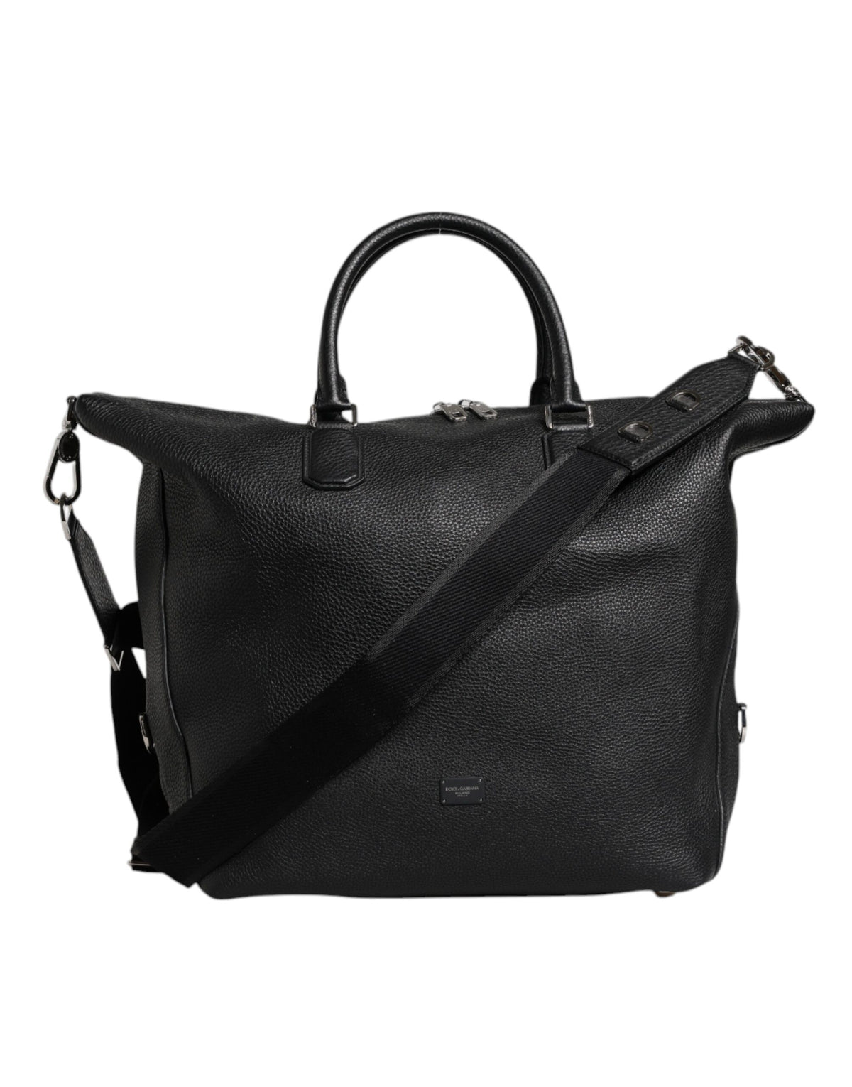 Dolce & Gabbana Black Calfskin Leather Hand Shoulder Duffle Bag