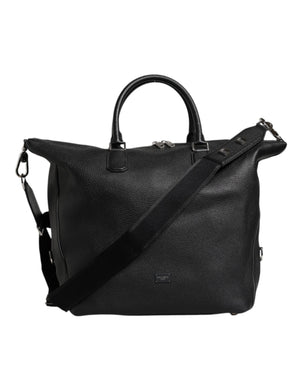 Dolce & Gabbana Black Calfskin Leather Hand Shoulder Duffle Bag