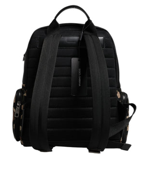 Dolce & Gabbana Multicolor Leopard Print DG Logo Plaque Men Backpack Bag