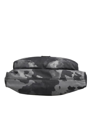 Dolce & Gabbana Gray Camo Cotton Multiple Compartments Tote Bag