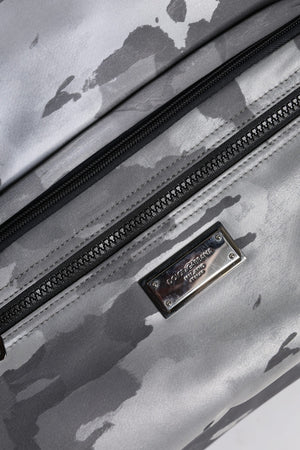 Dolce & Gabbana Gray Camo Cotton Multiple Compartments Tote Bag
