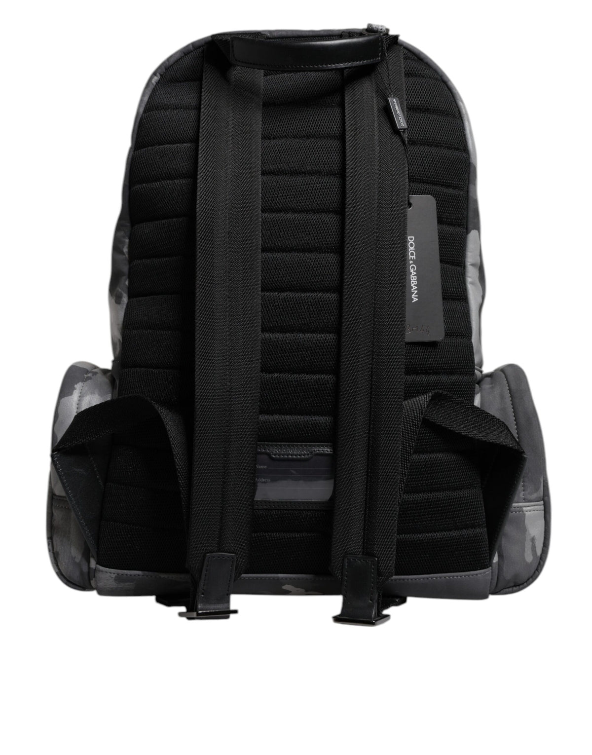 Dolce & Gabbana Gray Cotton Camouflage Logo Plaque Backpack Bag