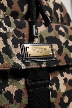 Dolce & Gabbana Multicolor Leopard Cotton Shoulder Bucket Bag