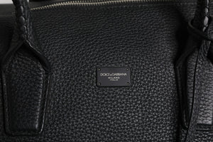 Dolce & Gabbana Black Calfskin Leather Hand Shoulder Duffle Bag