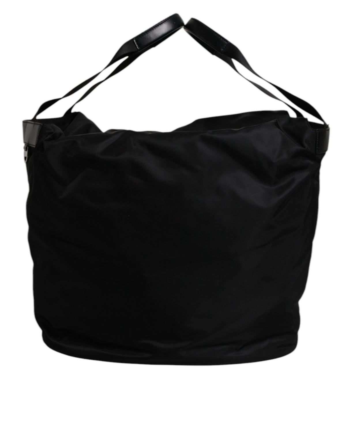 Dolce & Gabbana Black Nylon White Iconic Logo Shoulder Bucket Bag