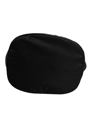 Dolce & Gabbana Black Nylon White Iconic Logo Shoulder Bucket Bag