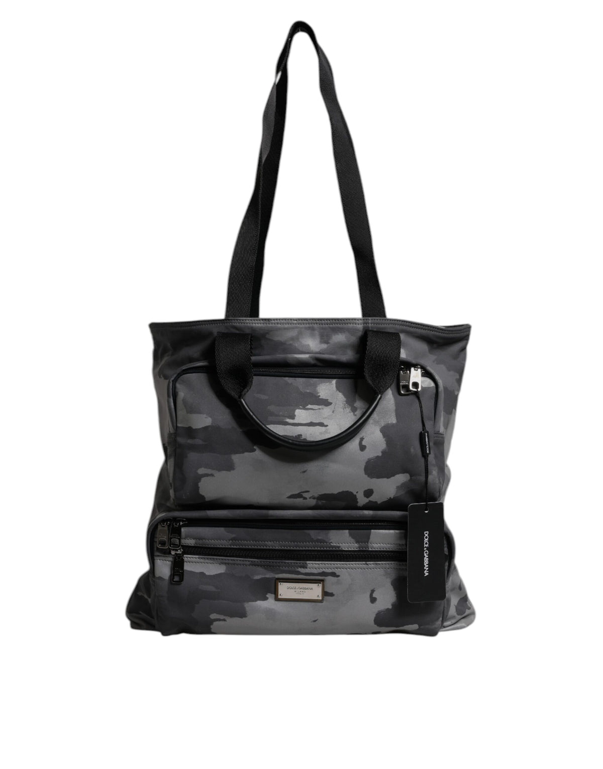 Dolce & Gabbana Black Camouflage Shoulder Strap Logo Plaque Bag