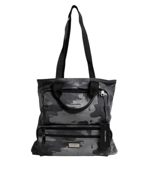Dolce & Gabbana Black Camouflage Shoulder Strap Logo Plaque Bag