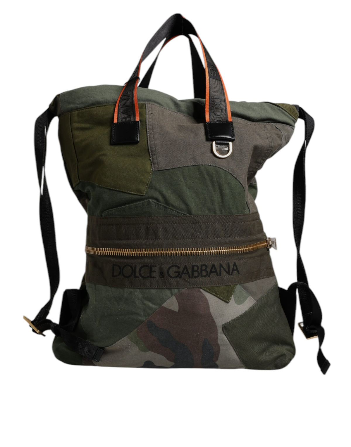 Dolce & Gabbana Military Green Patchwork Rucksack Backpack Bag
