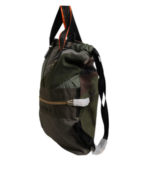 Dolce & Gabbana Military Green Patchwork Rucksack Backpack Bag