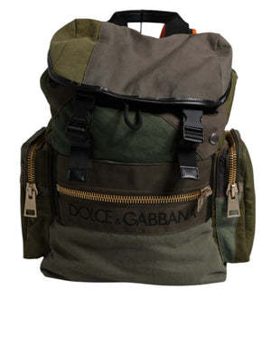 Dolce & Gabbana Military Green Patchwork Travel Backpack Bag