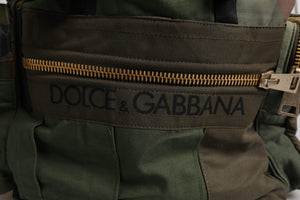 Dolce & Gabbana Military Green Patchwork Travel Backpack Bag