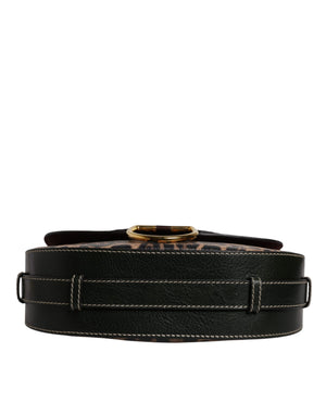 Dolce & Gabbana Black Brown Leopard Leather Shoulder Strap Bag