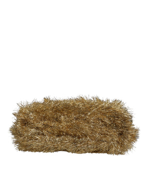 Dolce & Gabbana Gold Vanda Chain Strap Tinsel Crystal Evening Clutch Bag